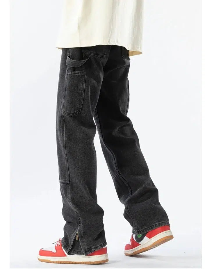 Slit Zipper Jeans