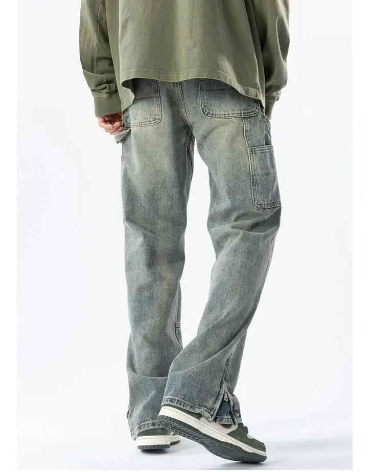 Slit Zipper Jeans