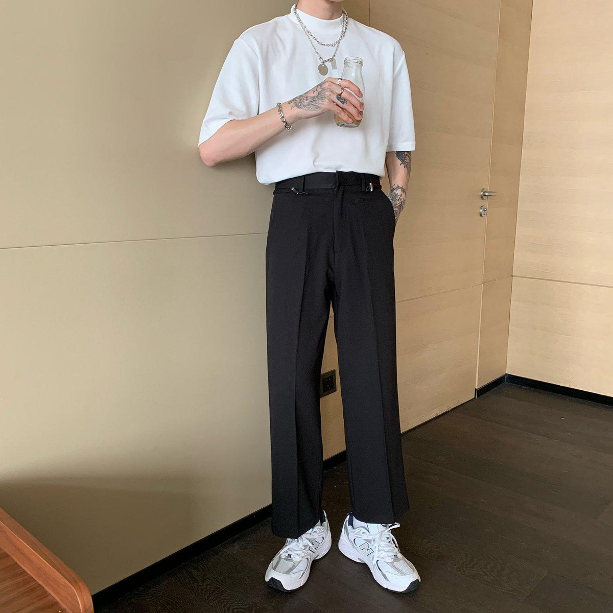 Small Collar Cotton Basic T-Shirt