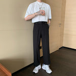 Small Collar Cotton Basic T-Shirt