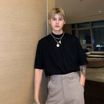 Small Collar Cotton Basic T-Shirt