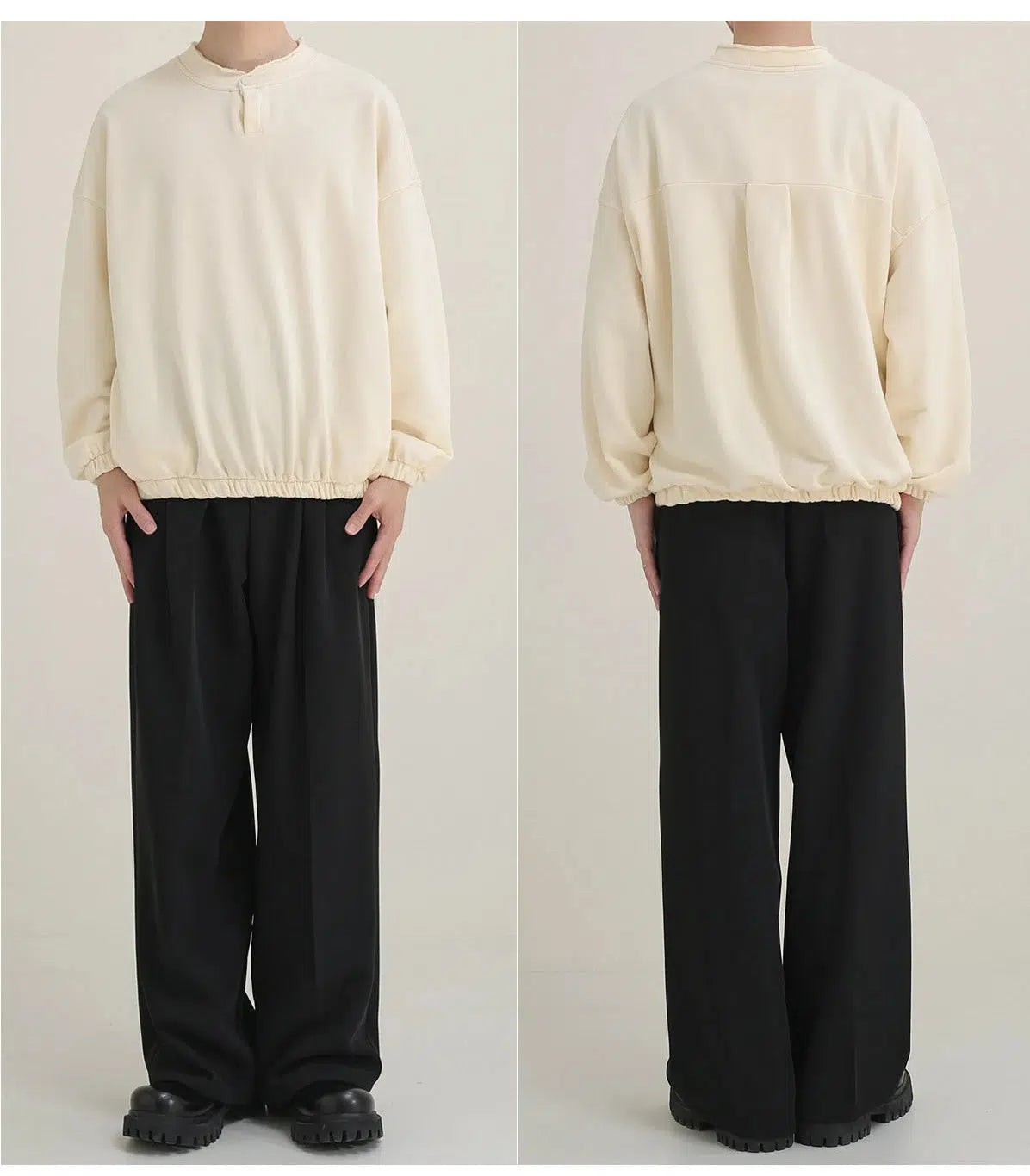 Small Neck Henley Collar Sweatshirt