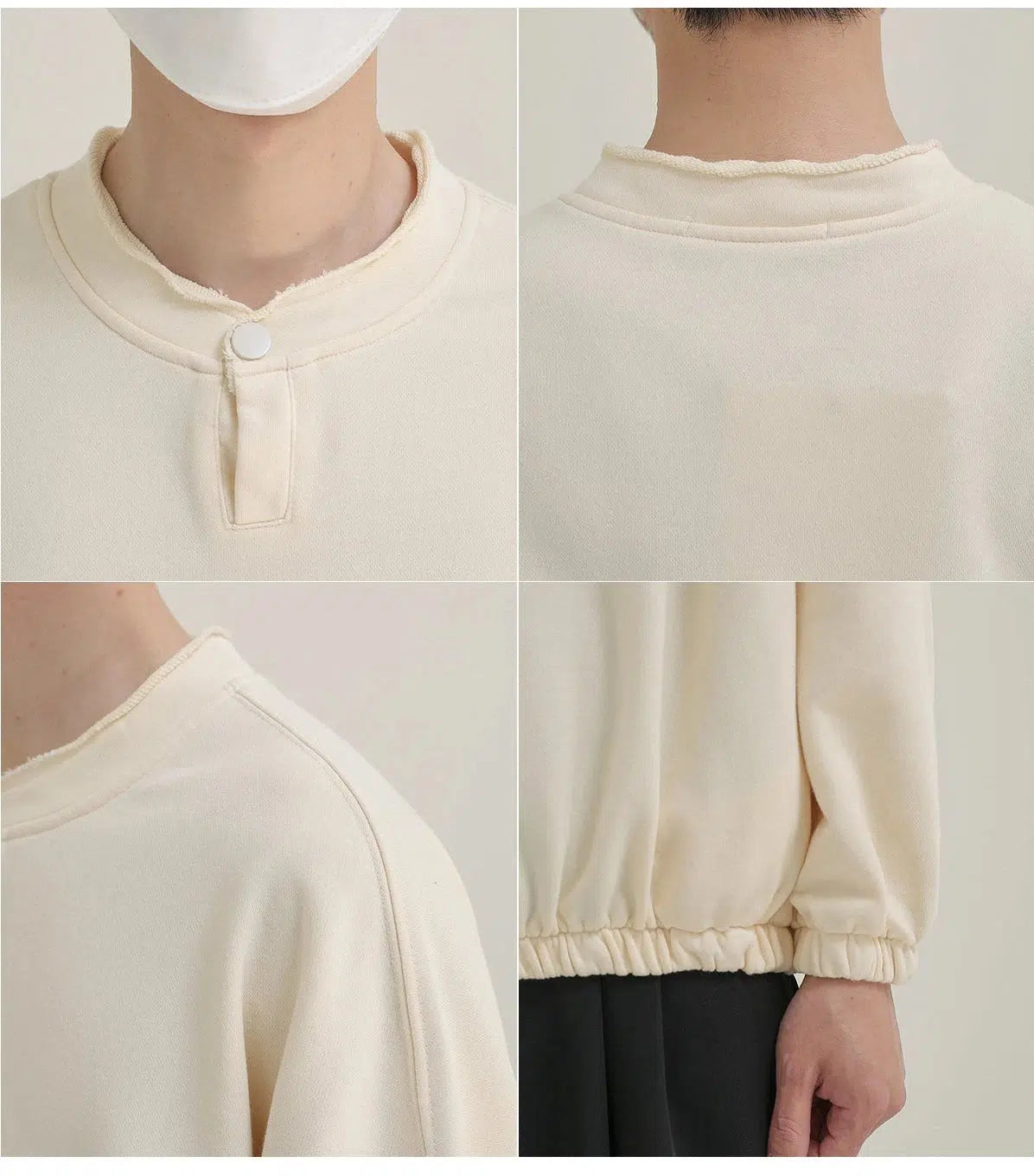 Small Neck Henley Collar Sweatshirt