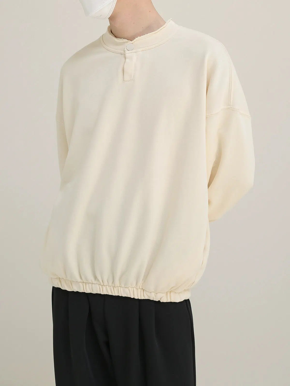 Small Neck Henley Collar Sweatshirt