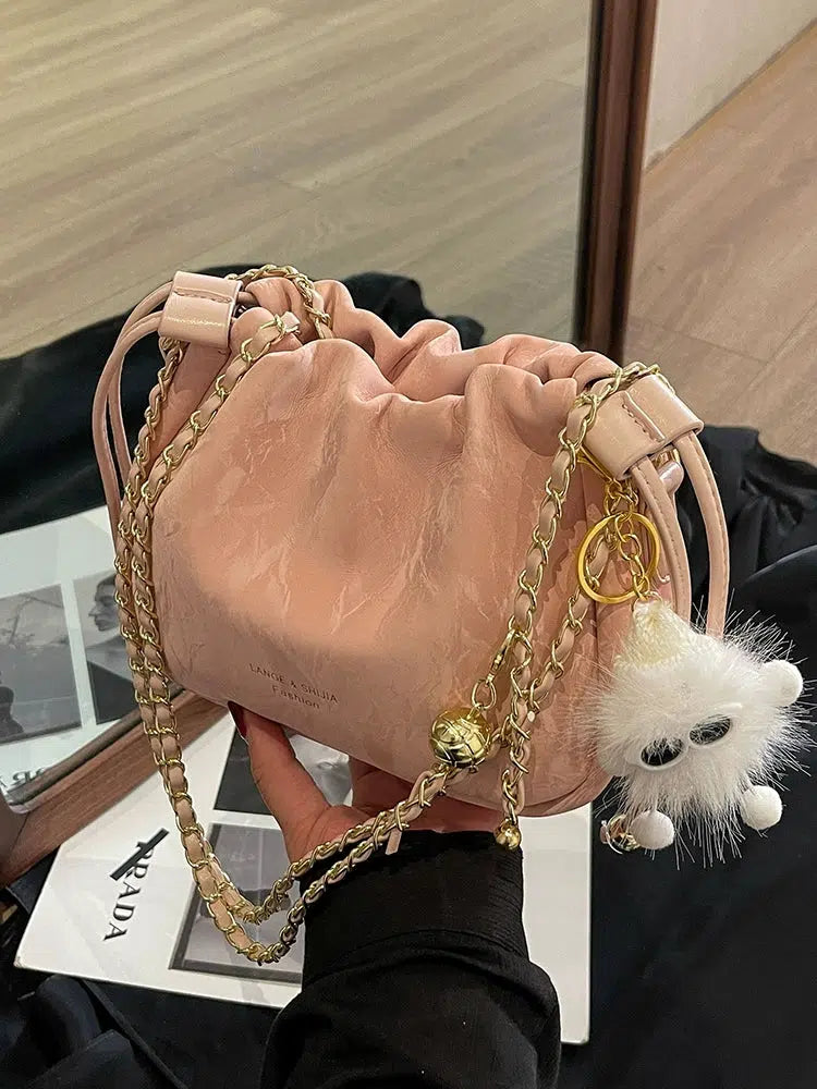 Soft Finish Drawstring Chain Bag