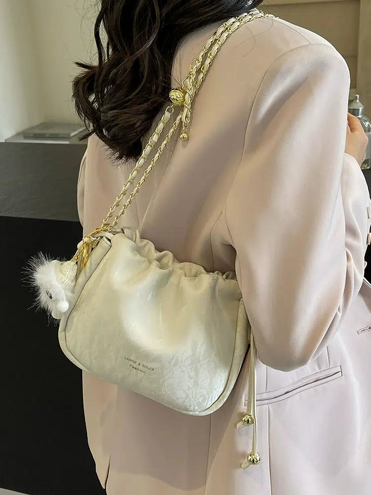 Soft Finish Drawstring Chain Bag