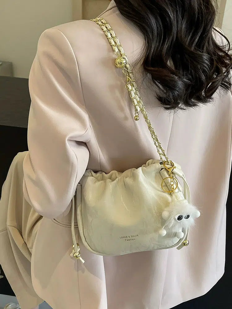 Soft Finish Drawstring Chain Bag