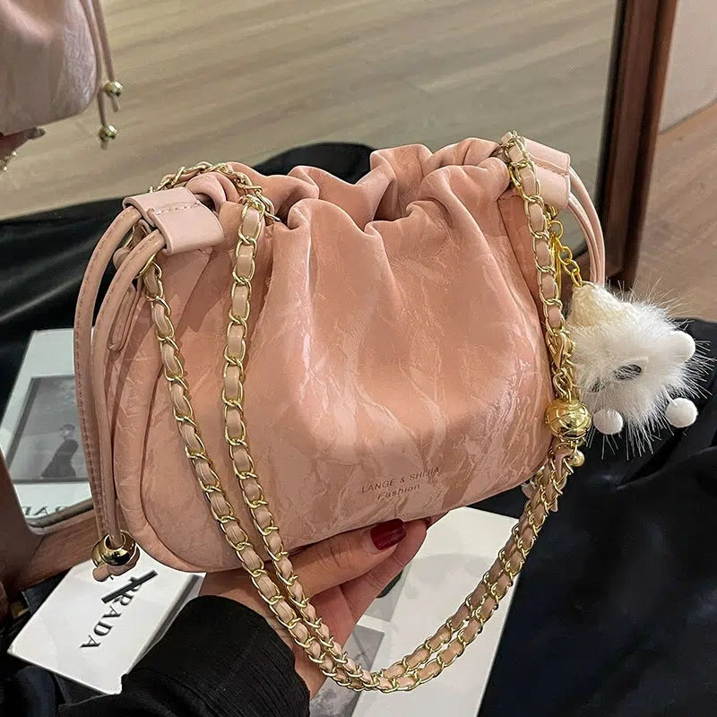 Soft Finish Drawstring Chain Bag