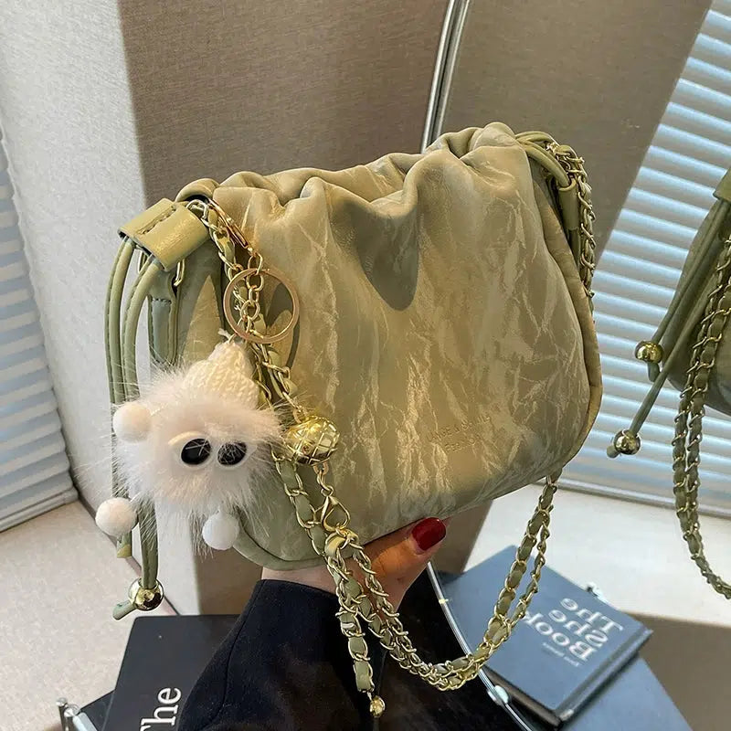 Soft Finish Drawstring Chain Bag