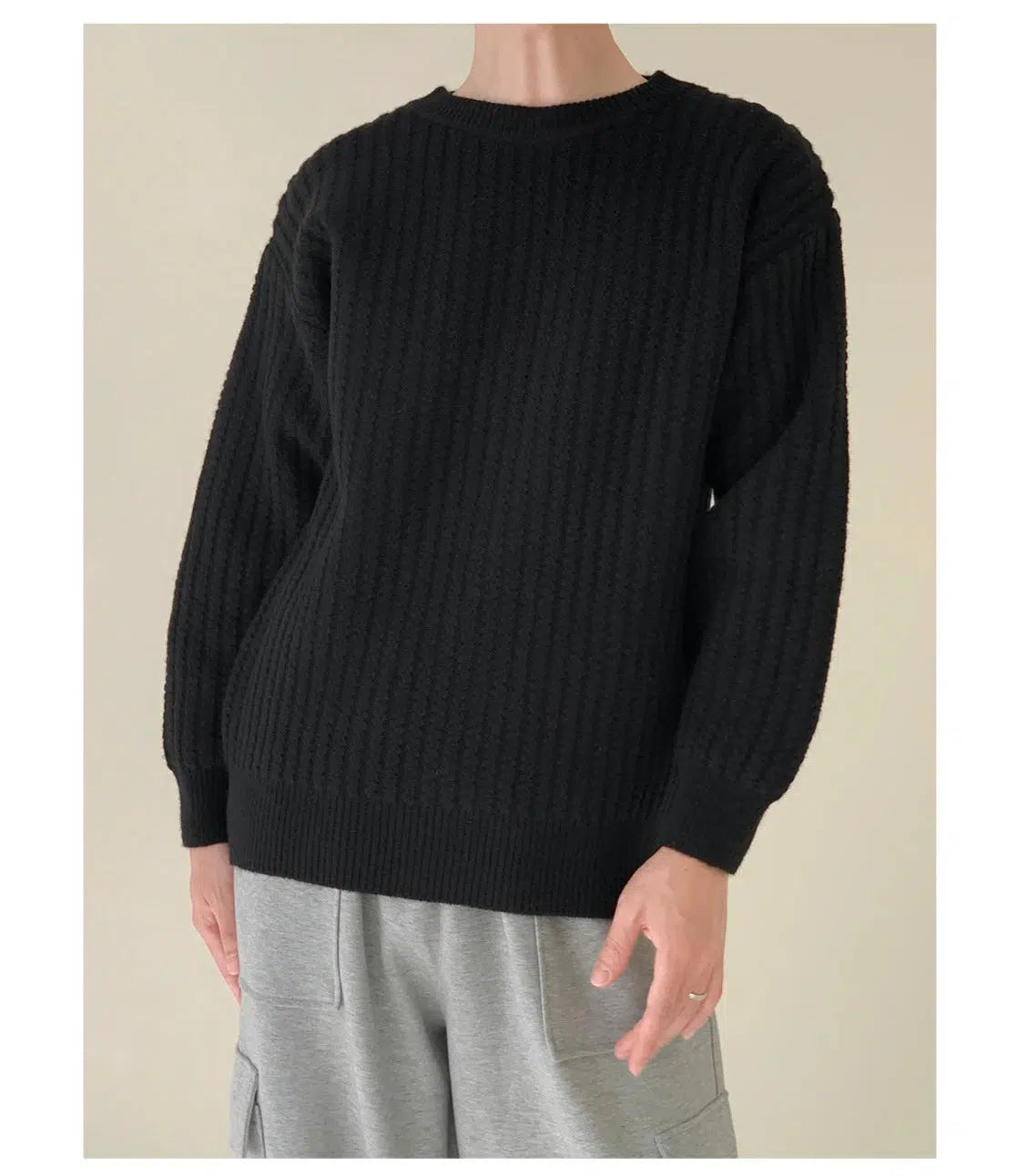 Solid Color Crew Neck Sweater