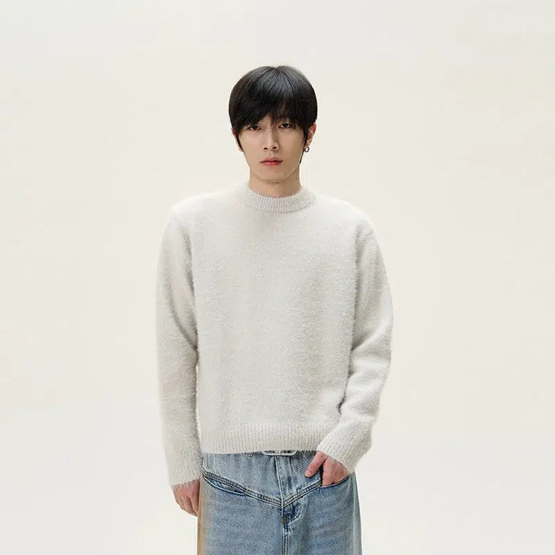 Solid Color Crew Neck Sweater