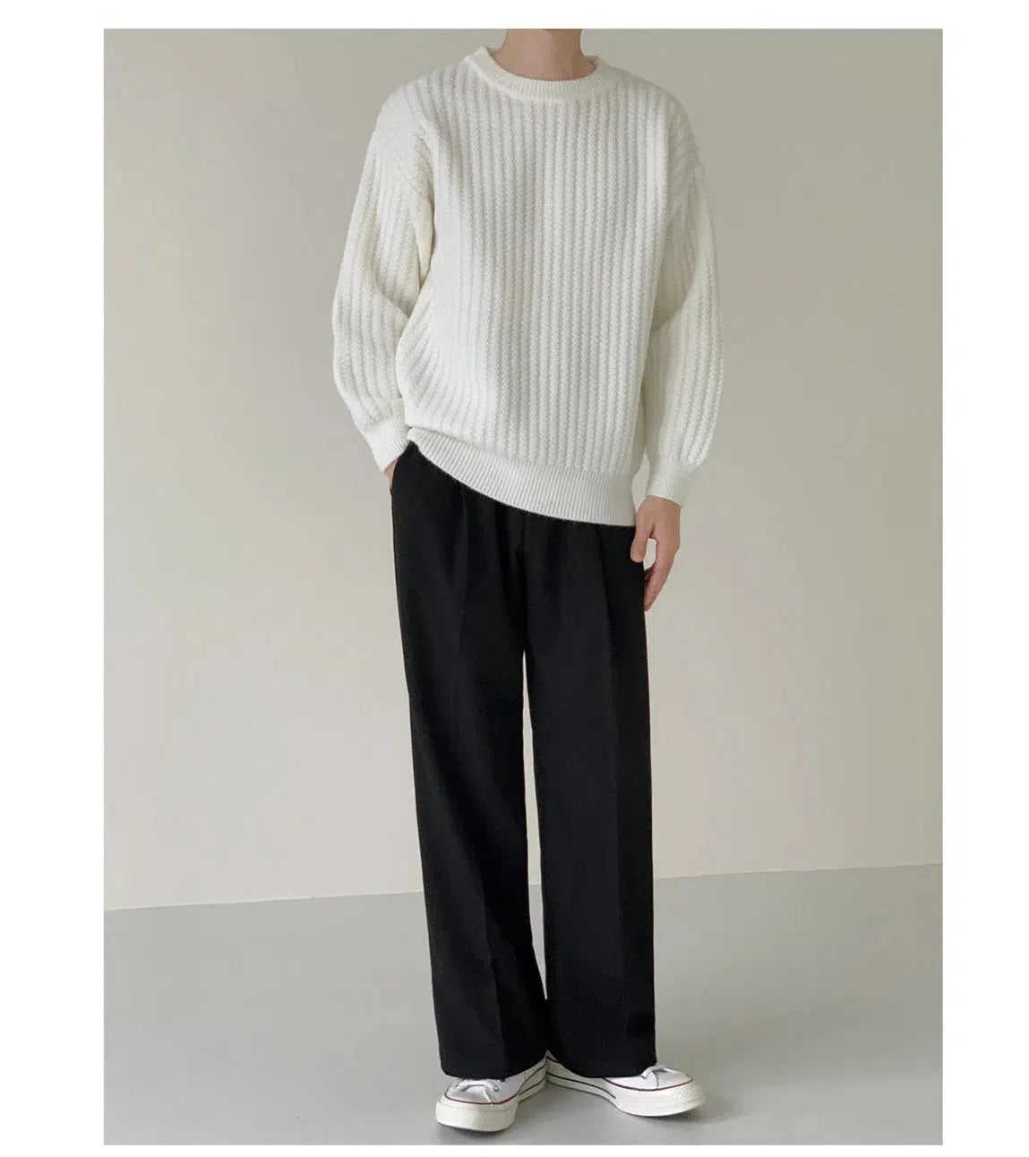 Solid Color Crew Neck Sweater