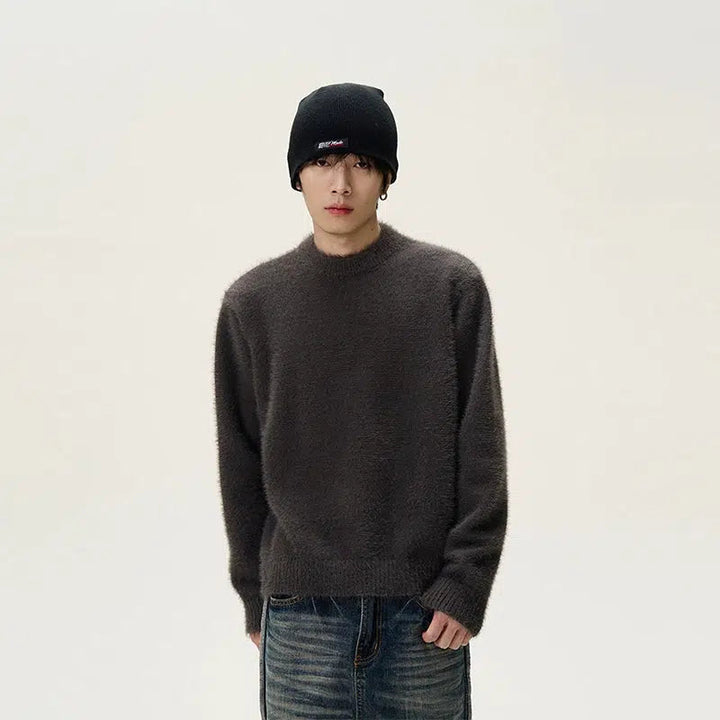 Solid Color Crew Neck Sweater