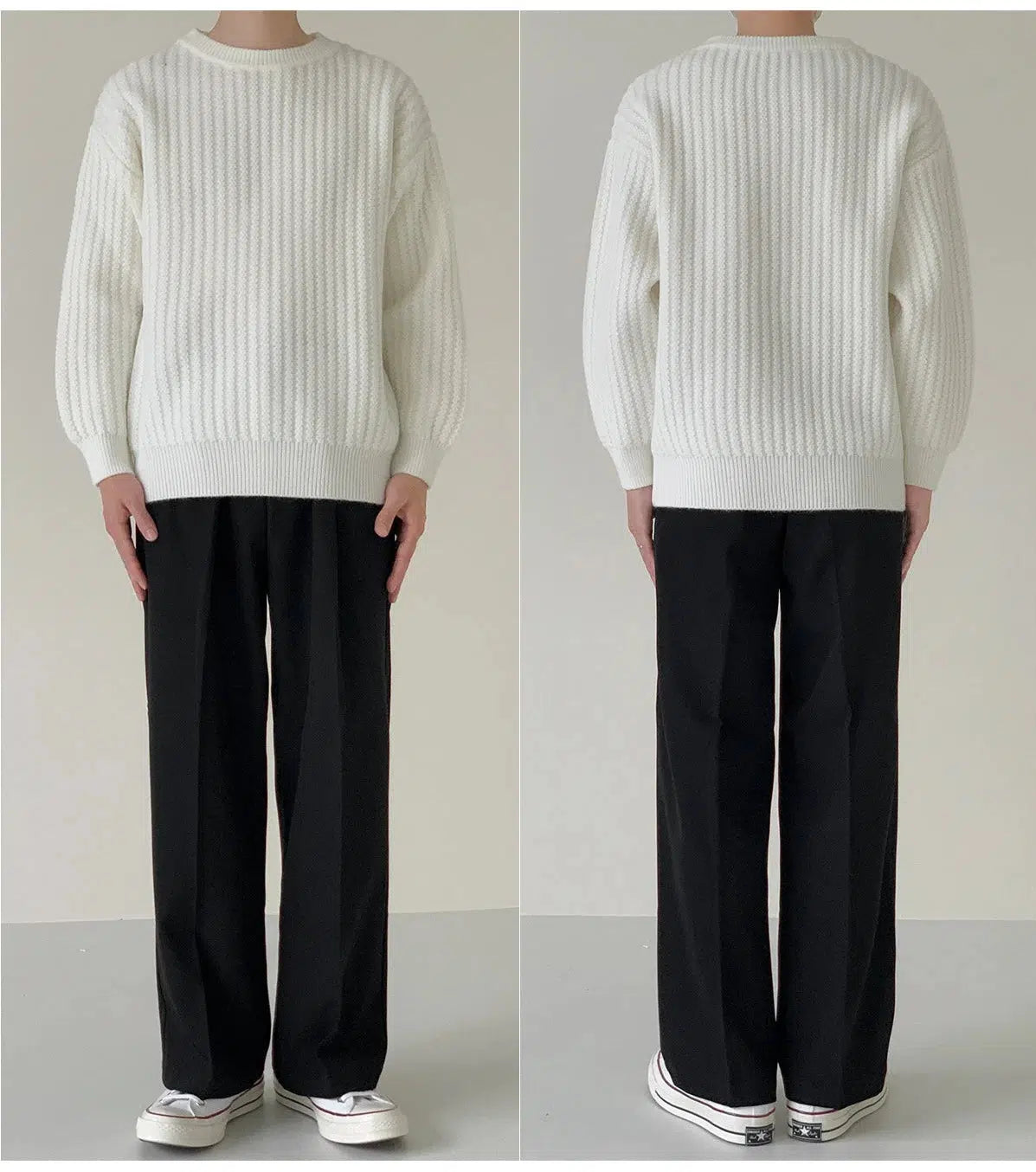 Solid Color Crew Neck Sweater