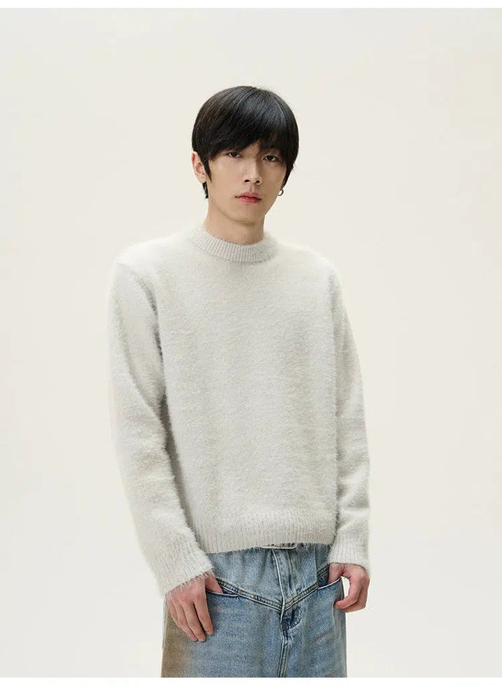 Solid Color Crew Neck Sweater
