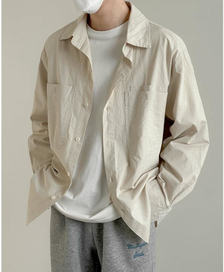 Solid Color Long-Sleeved Shirt