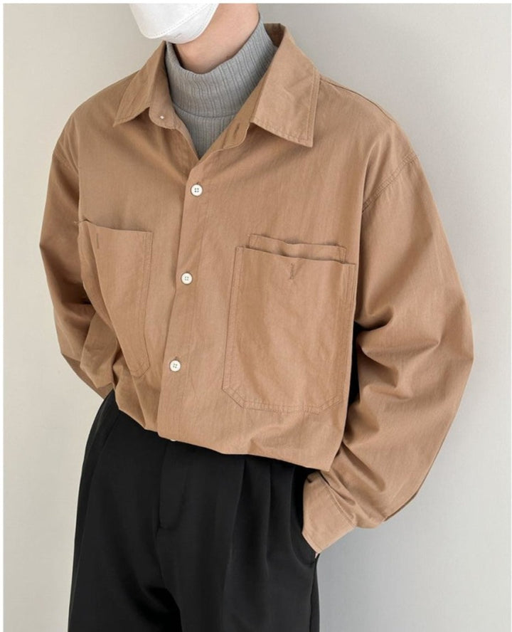 Solid Color Long-Sleeved Shirt