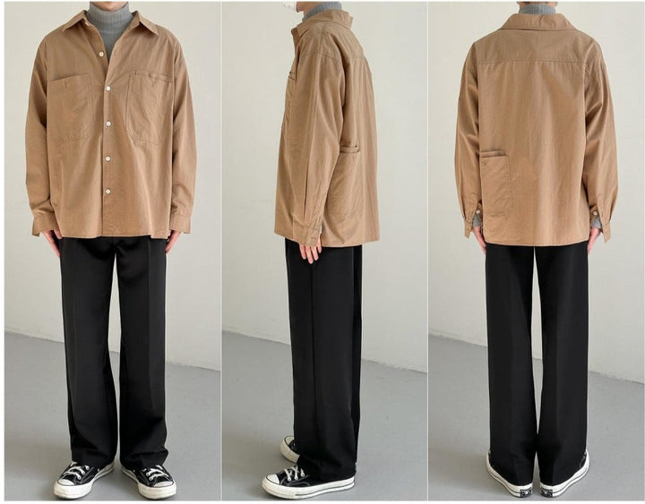 Solid Color Long-Sleeved Shirt