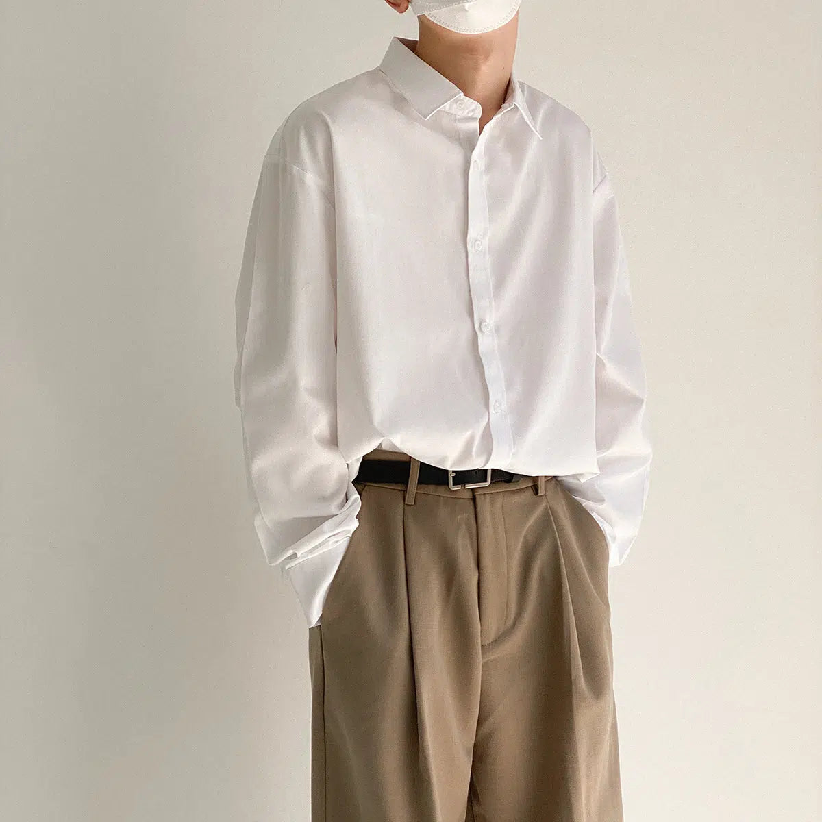 Solid Color Long-sleeved Shirt