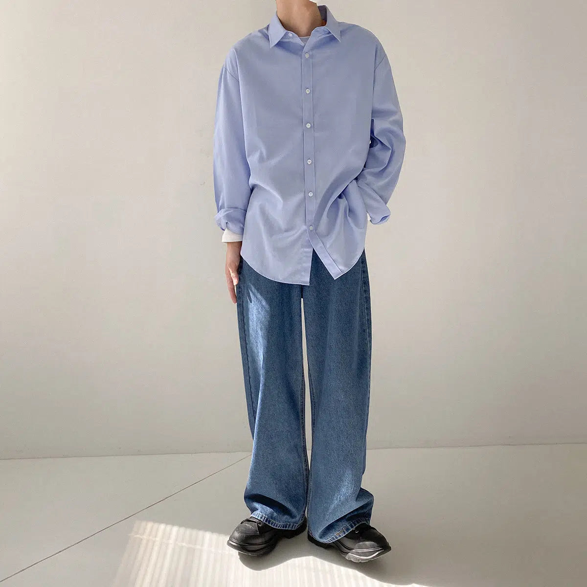 Solid Color Long-sleeved Shirt