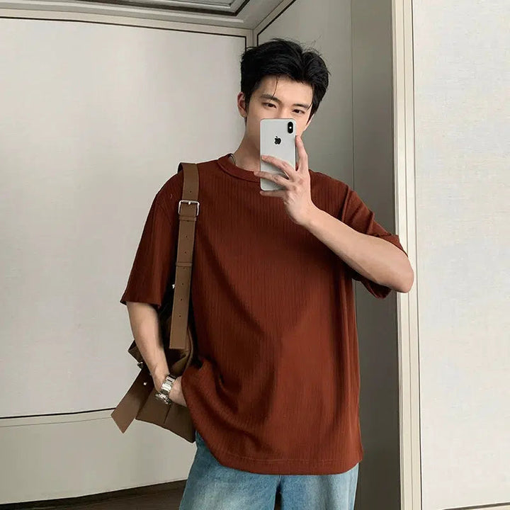 Solid Color Round Neck T-shirt