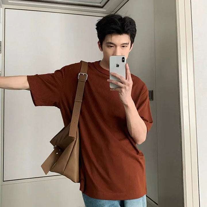 Solid Color Round Neck T-shirt