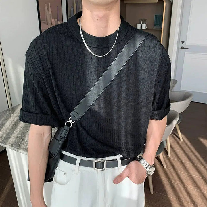 Solid Color Round Neck T-shirt