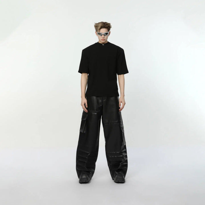 Solid Color T-shirt with Shoulder Pads