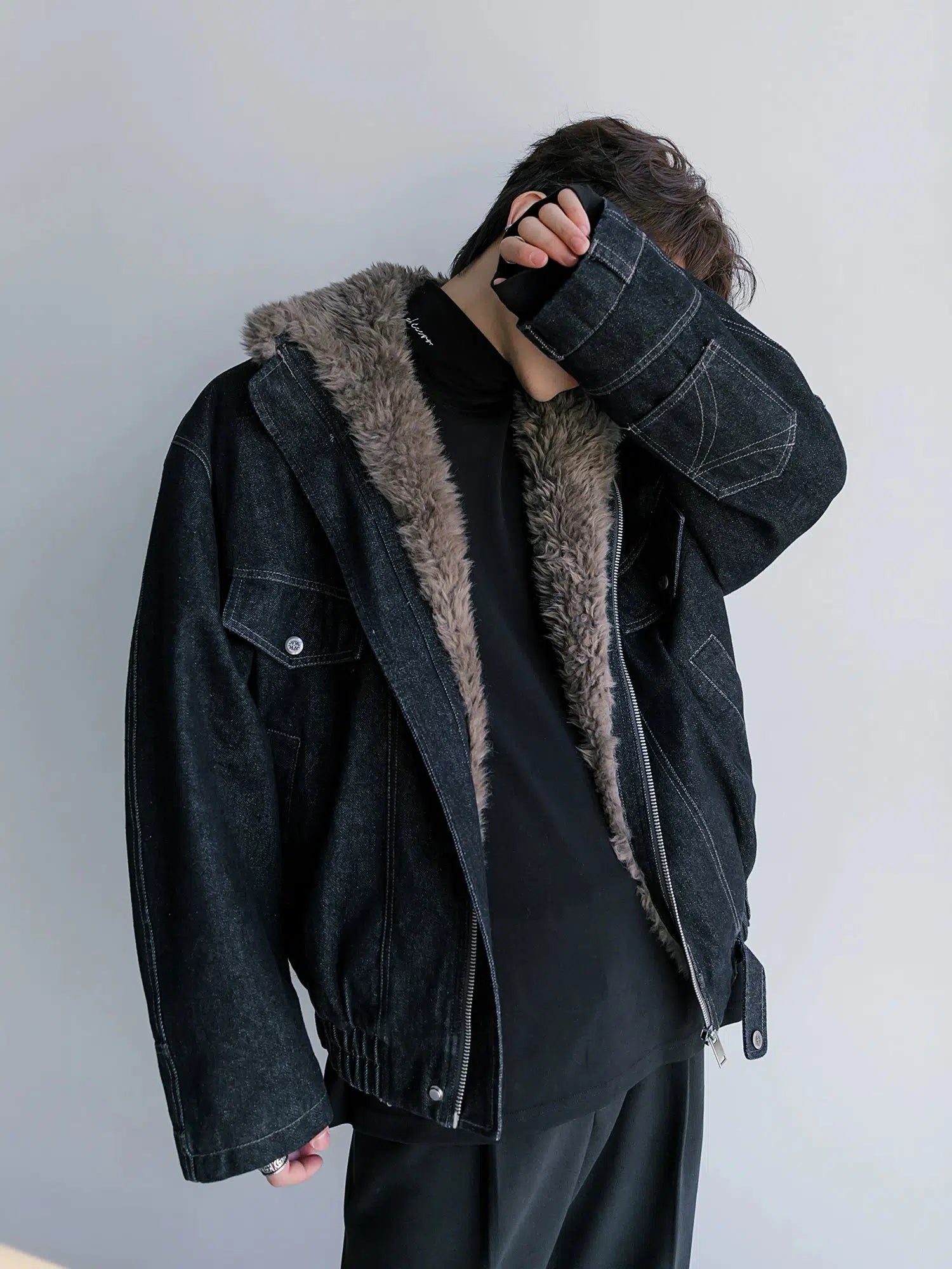 Denim Jacket with Fur Trim