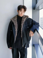Denim Jacket with Fur Trim