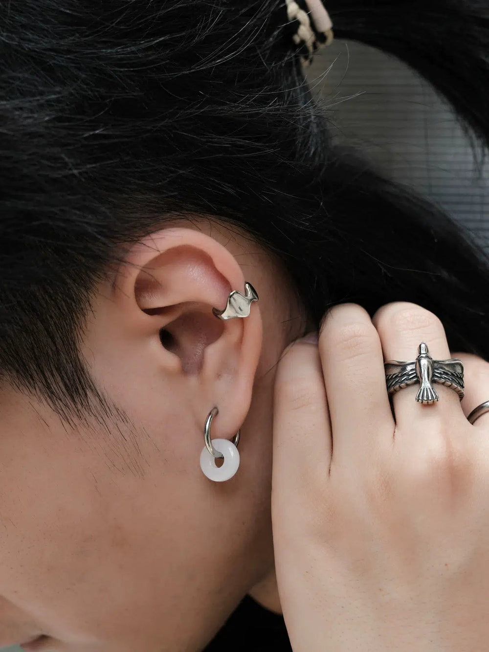 Special-shaped Polished Silver Ear Clips