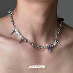 Spike Pearl Chain Choker Necklace