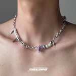 Spike Pearl Chain Choker Necklace