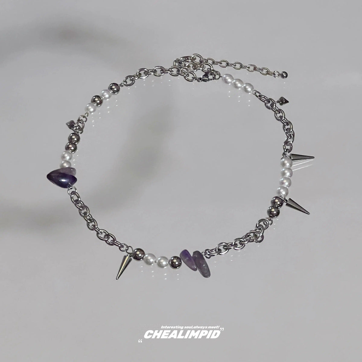 Spike Pearl Chain Choker Necklace