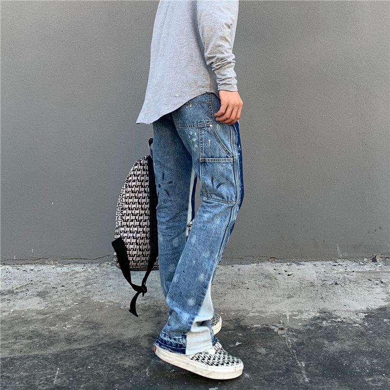 Splashing Ink Flared Straight Jeans