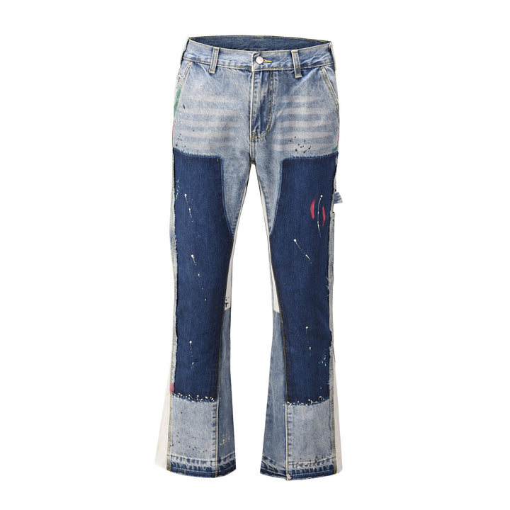 Splashing Ink Flared Straight Jeans