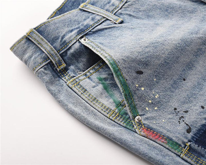 Splashing Ink Flared Straight Jeans