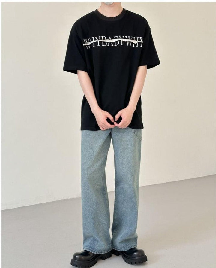 Split Printed Short-sleeved T-shirt