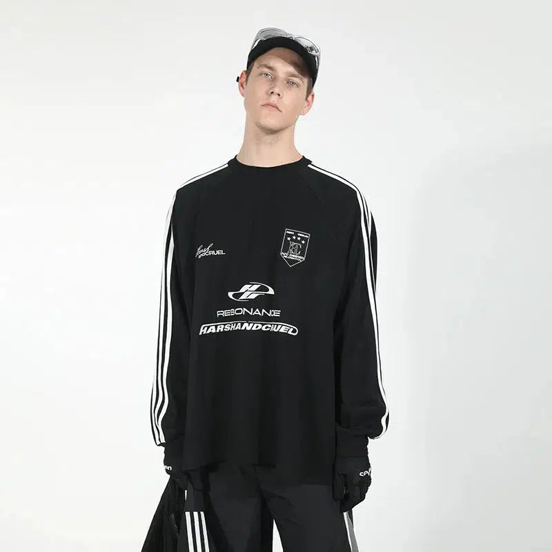 Sports Stitching Embroidery Round Neck Shirt