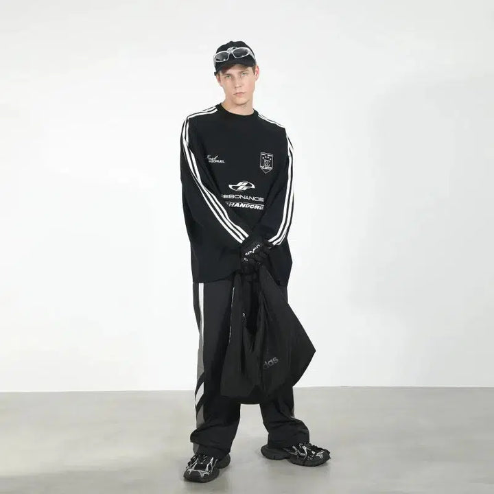 Sports Stitching Embroidery Round Neck Shirt