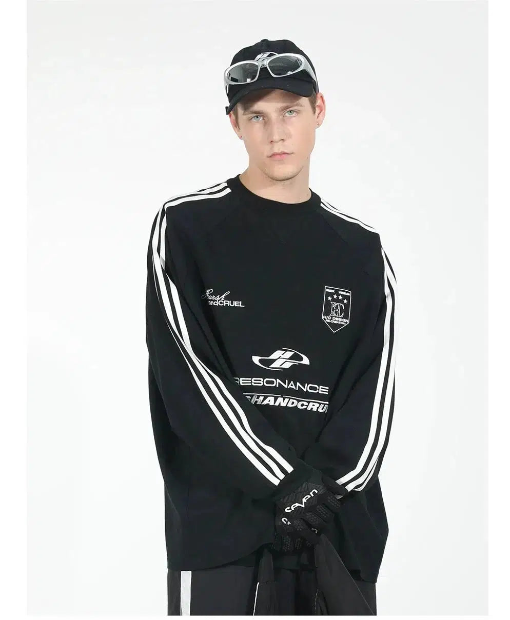 Sports Stitching Embroidery Round Neck Shirt
