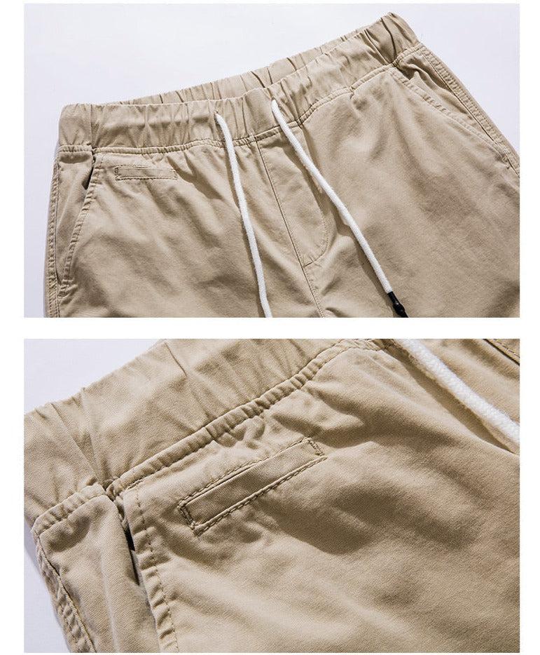Spring Drawstring Cotton Elastic Waist Pants