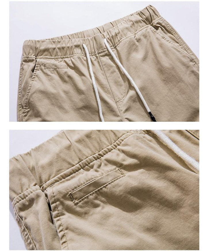 Spring Drawstring Cotton Elastic Waist Pants