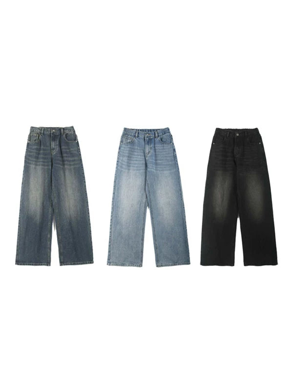 Retro Distressed Wide Leg Jeans Pants 2