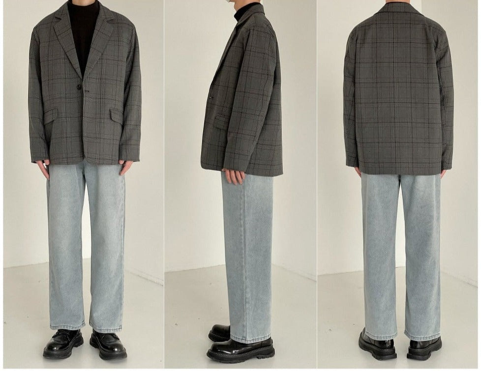 Spring and Autumn Plaid Suit Jacket