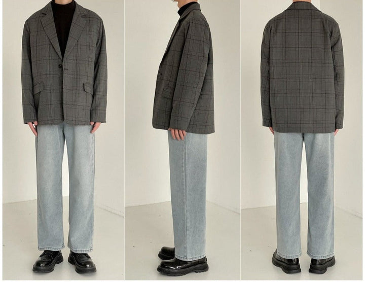 Spring and Autumn Plaid Suit Jacket