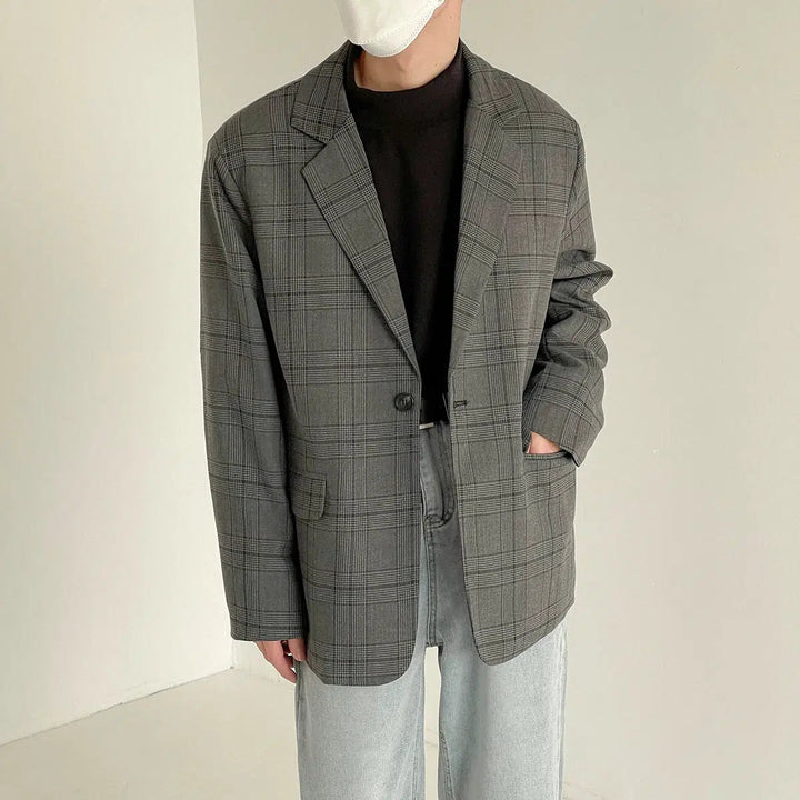 Spring and Autumn Plaid Suit Jacket