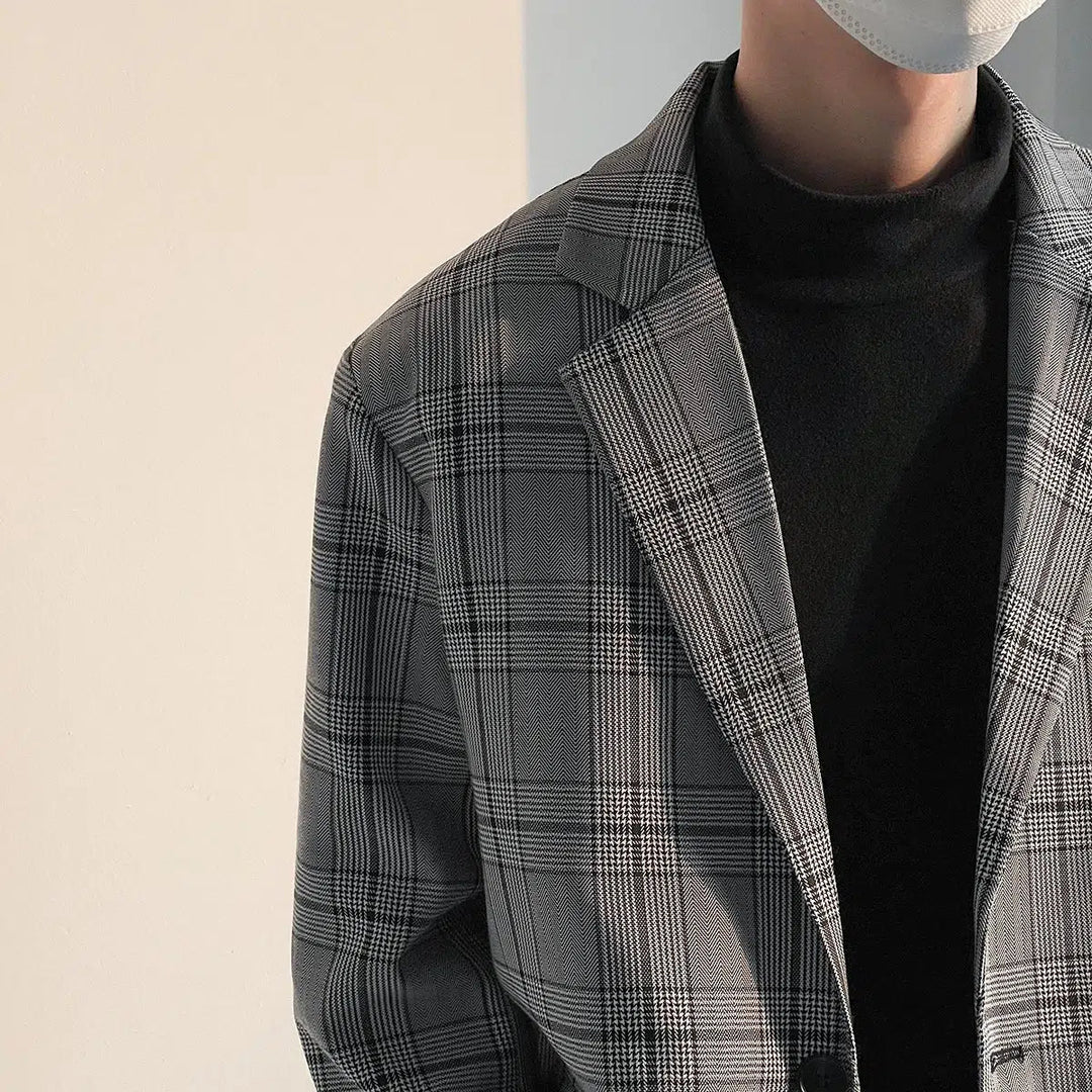 Spring and Autumn Plaid Suit Jacket