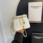 Square Crocodile-Embossed Chain Bag
