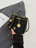 Square Crocodile-Embossed Chain Bag